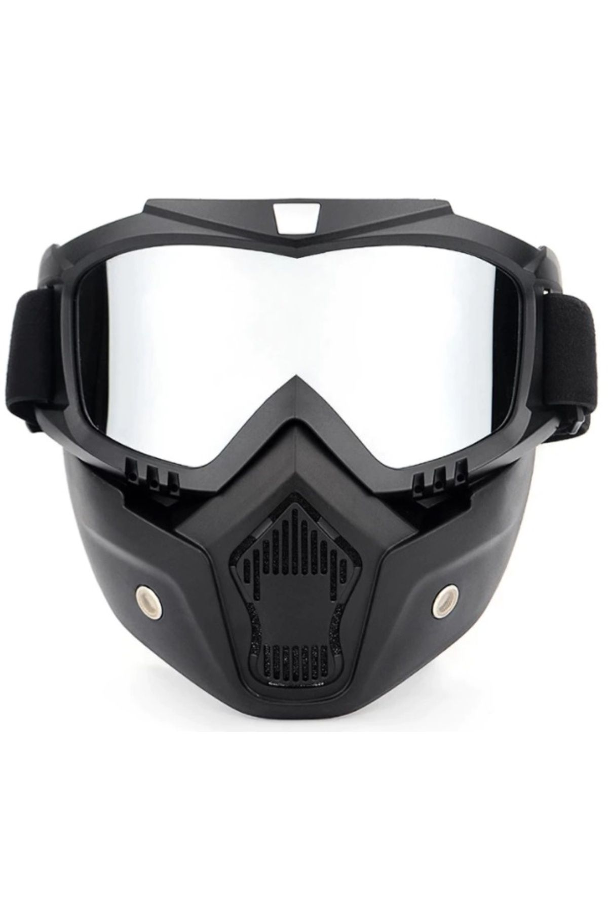 AnkaShop Cross Motosiklet Bisiklet Gözlüğü Açık Kask Maskesi Süngerli Bant Lastikli Jet Maske Aynalı Cam