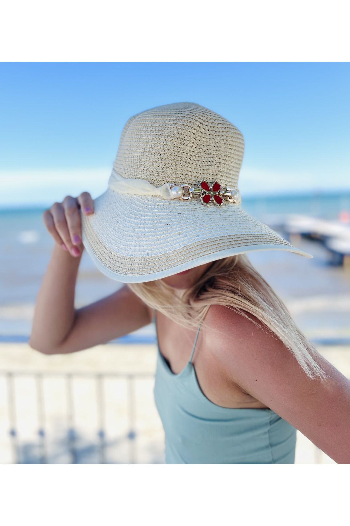 Moda Kızı Butik Kadın Hasır Plaj Şapkası
