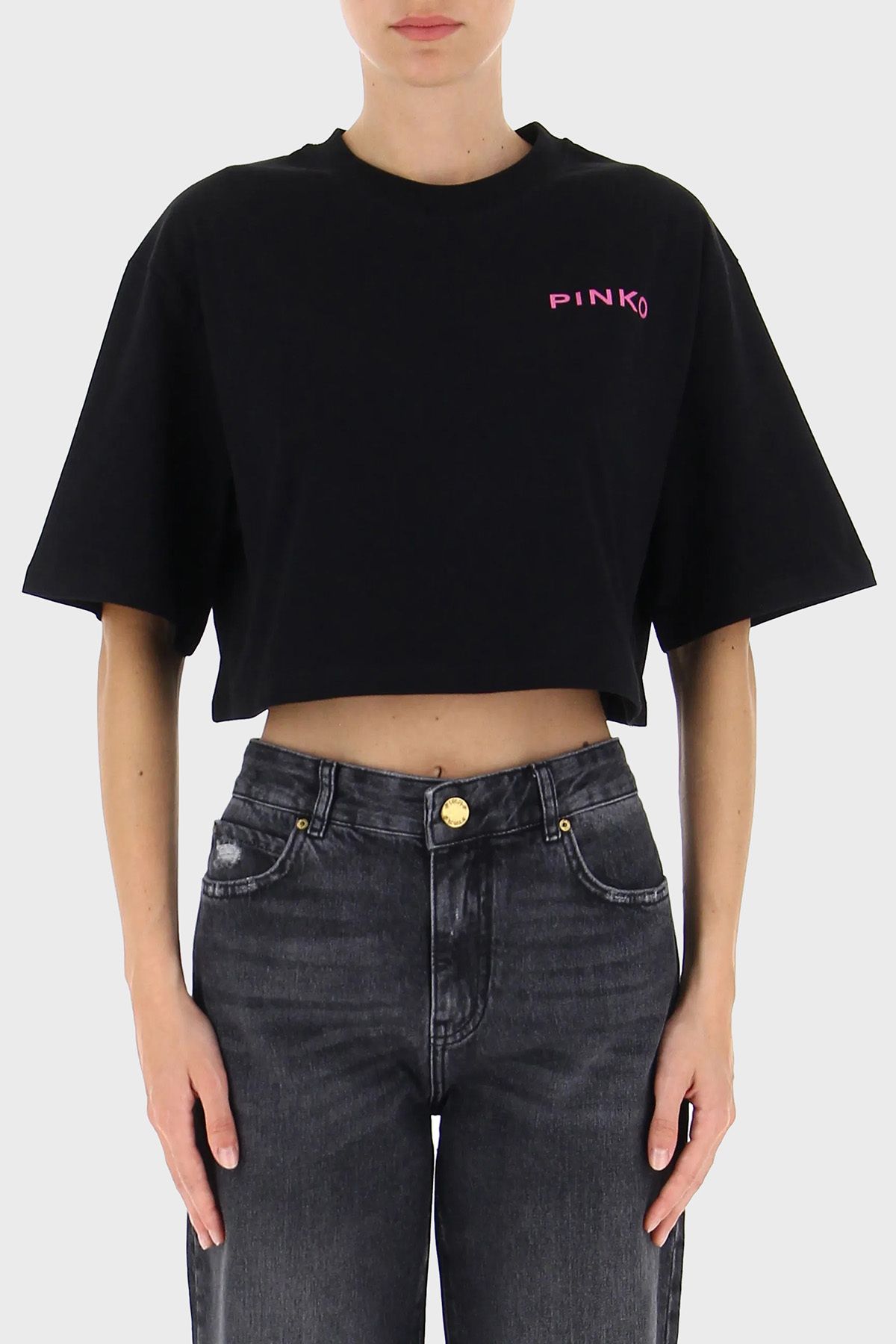 PİNKO Pinko % 100 Pamuk Logo Baskılı Hafif Oversize Top T Shirt T SHİRT 101768 A13K Z99