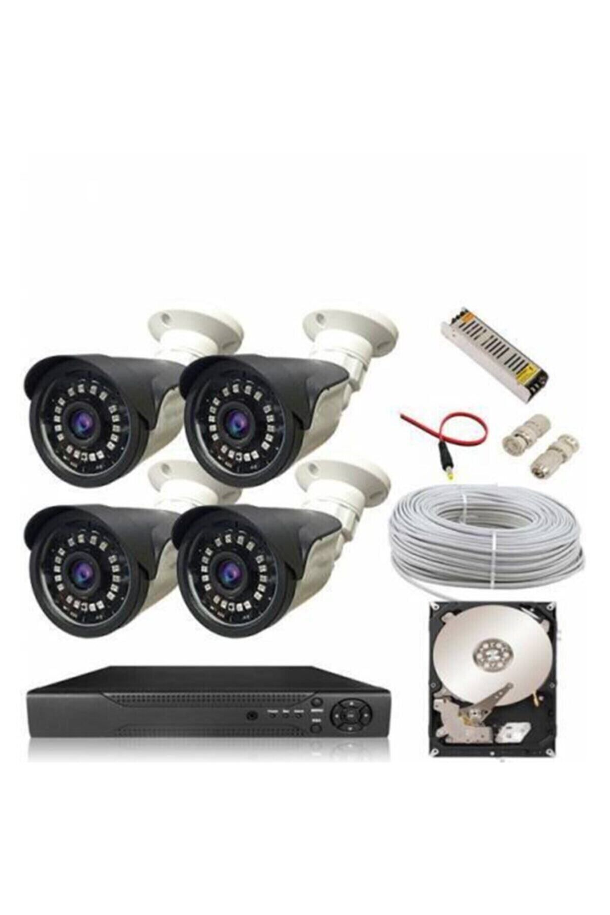 CCTV 4 Kameralı 5mpsony Lensli Fullhd Kamera Seti Su Geçirmez Gece Görüşlü Güvenlik Kamerası Sistemi