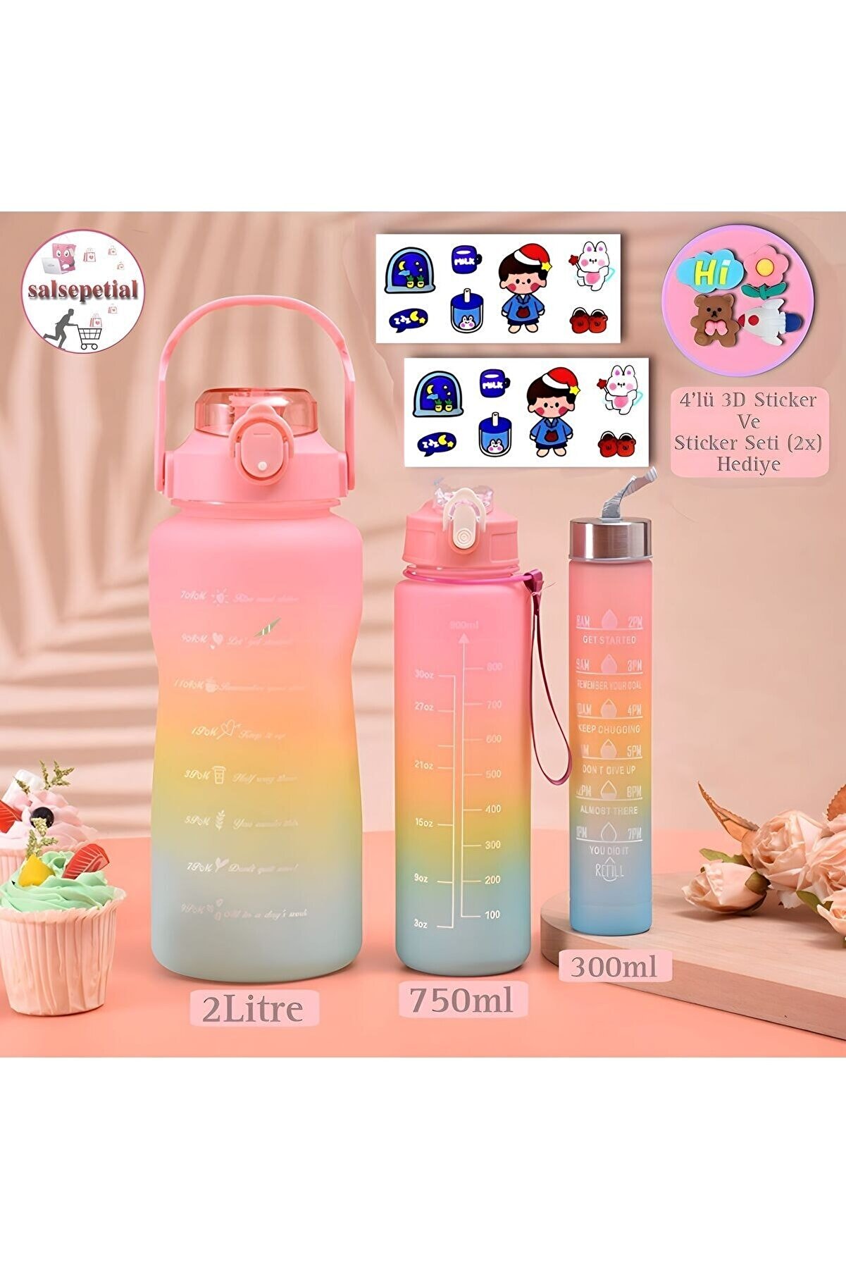 Salsepetial 3 l Set Motivasyonel Su Mataras Stickerli Suluk salsepetial-3-l-set-motivasyonel-su-mataras-stickerli-suluk