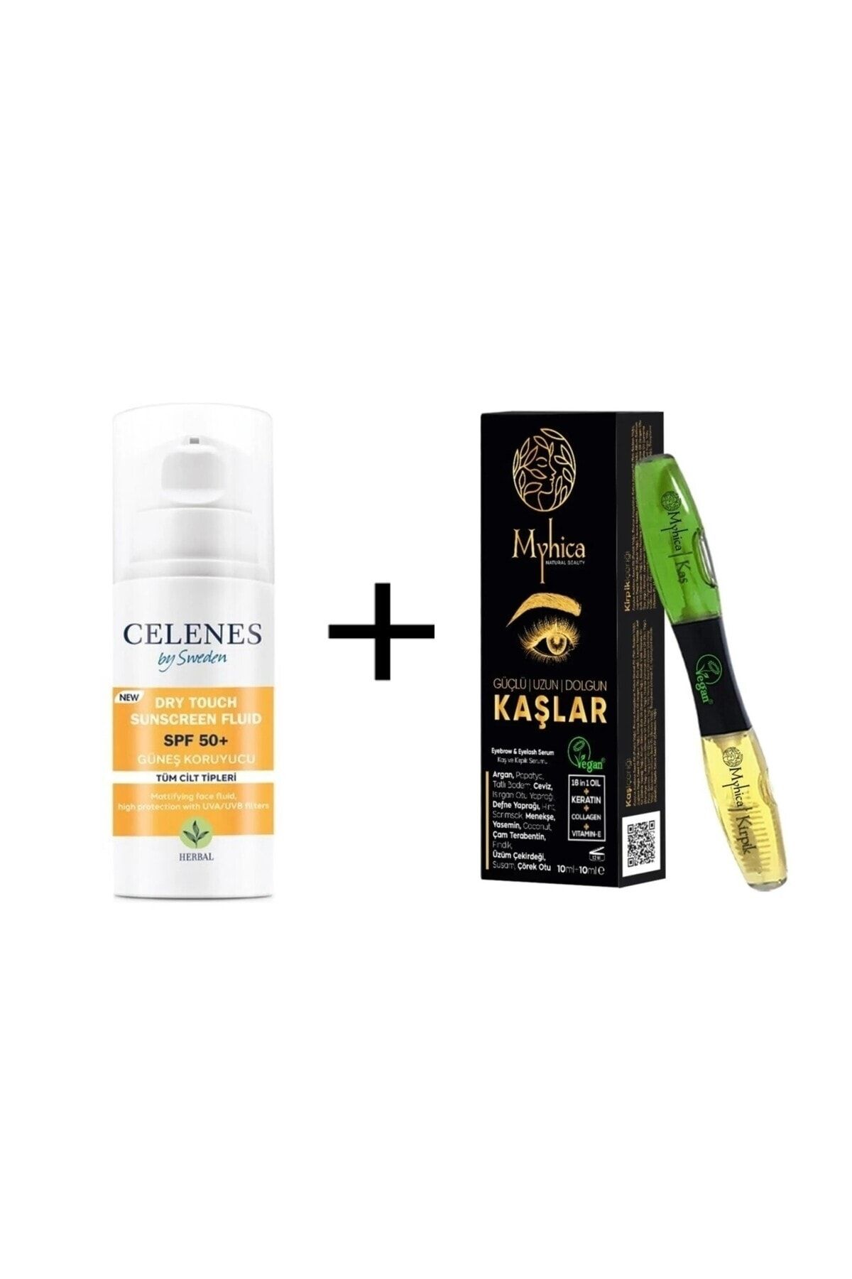 Celenes by Sweden Herbal Dry Touch 50Spf/ Güneş Koruyucu/ Yüz Ve Dekolte Bölgesi + Kaş Ve Kirpik Bakım Yağı 20 Ml