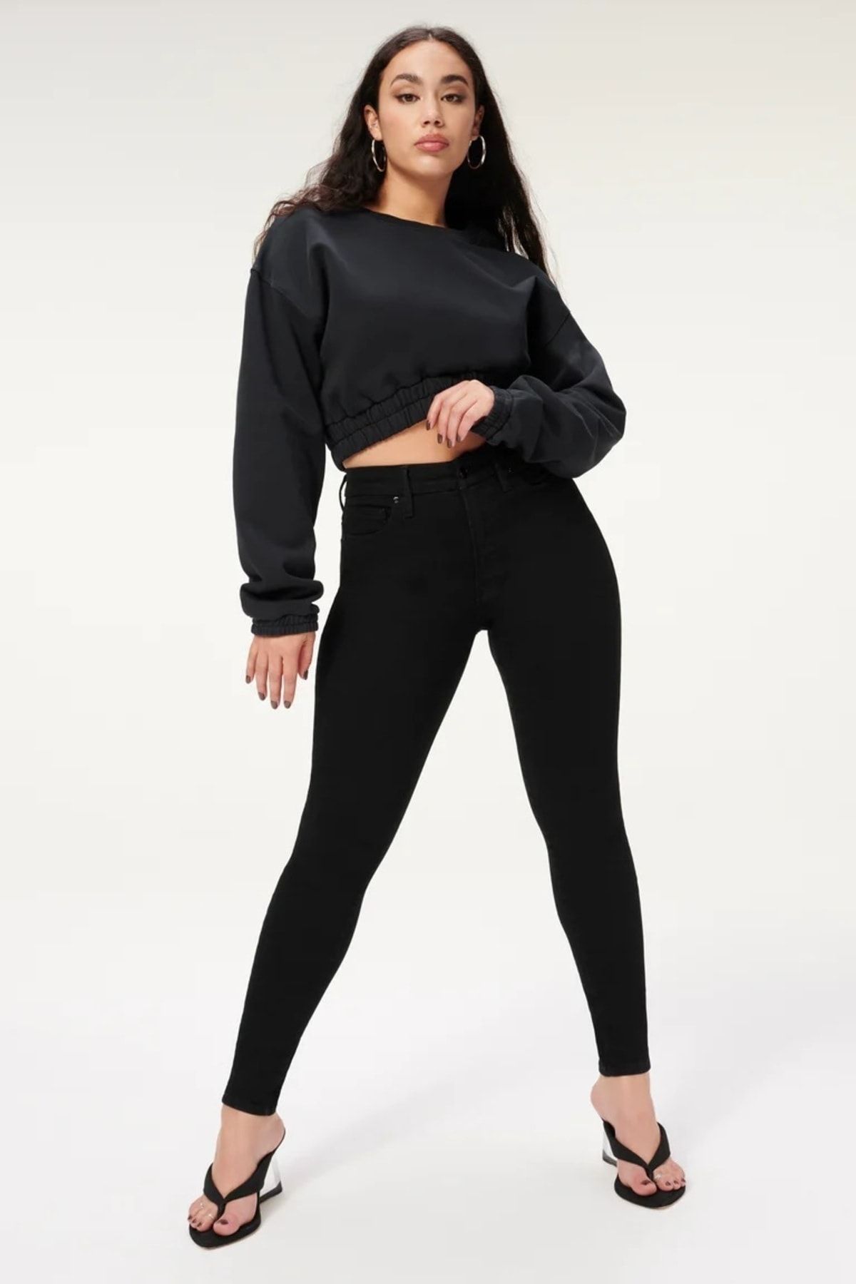 BROSERER Sakura Kadın Siyah Yüksek Bel Dar Paça Jeans Kot Solmaz Toparlayıcı Pantolon