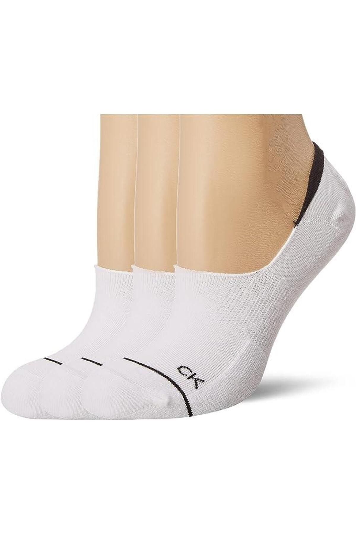 Calvin Klein 3'lü Kadın Beyaz Babet Çorap