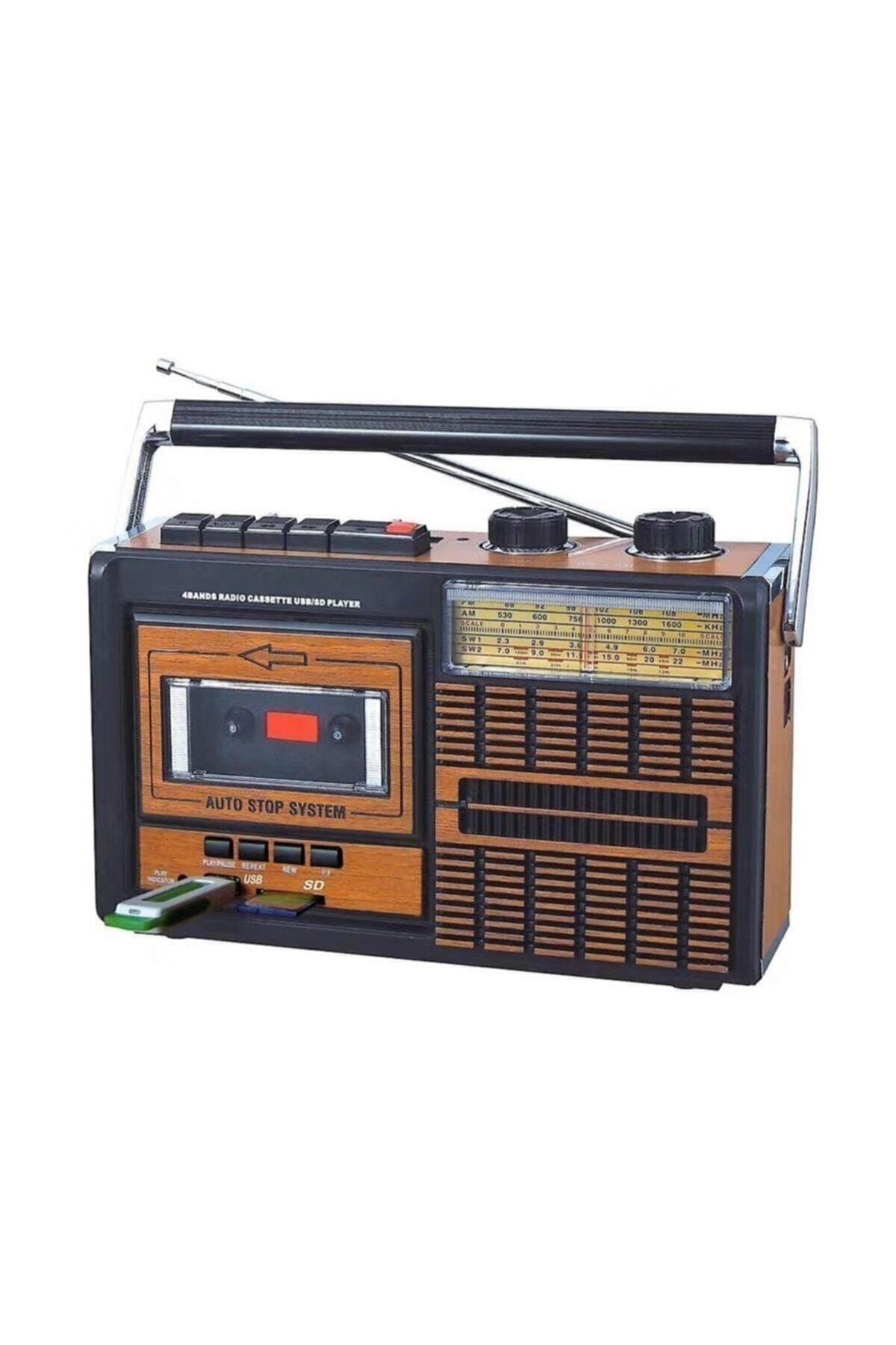 Retro Fp 319 Usb Fm Radyo Kaset Çalar Nostaljik Müzik Kutusu Şarj Usb Sd