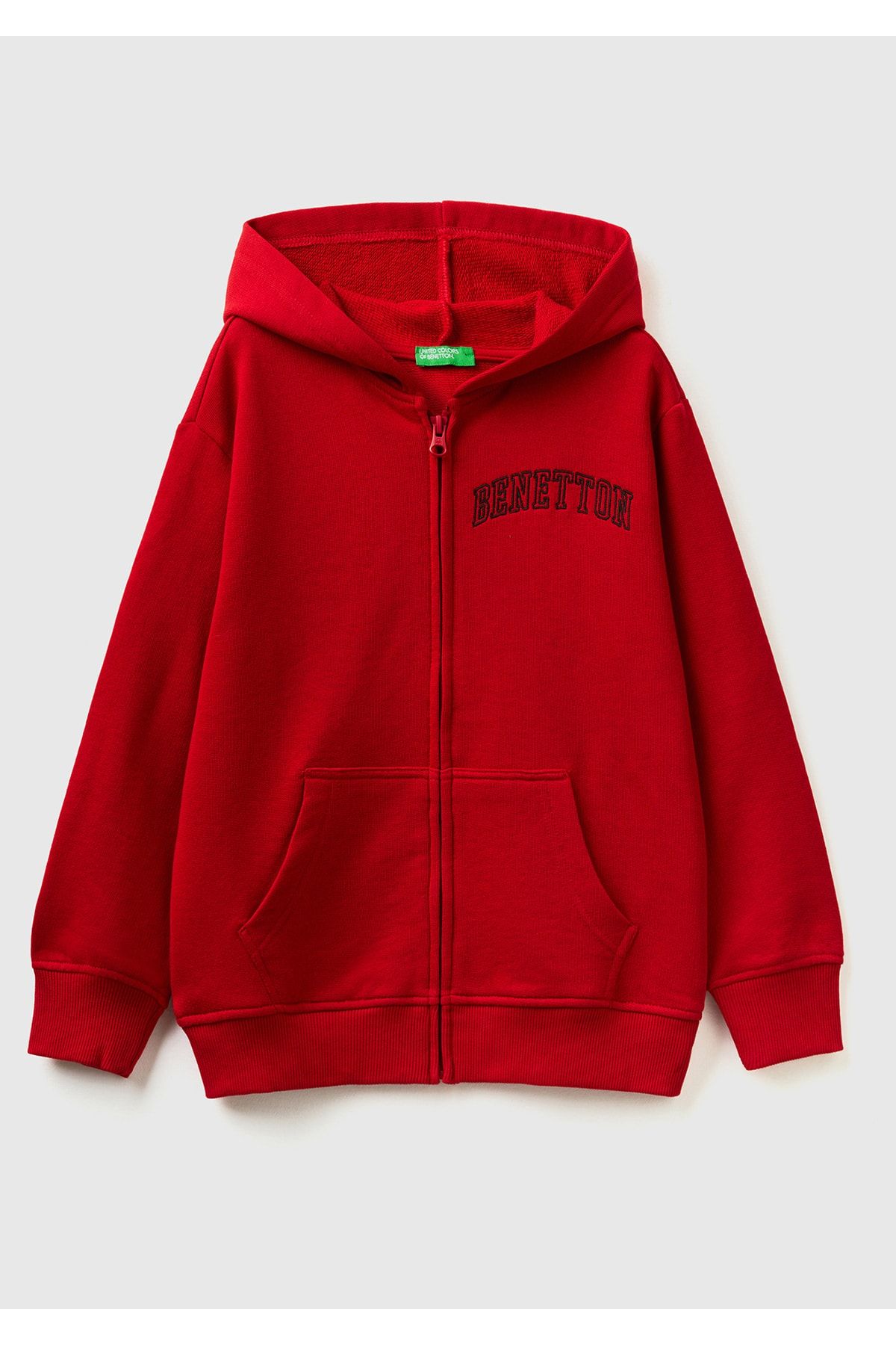 United Colors of Benetton Erkek Çocuk 0V3 Slogan Baskılı Sweatshirt Koyu Kırmızı