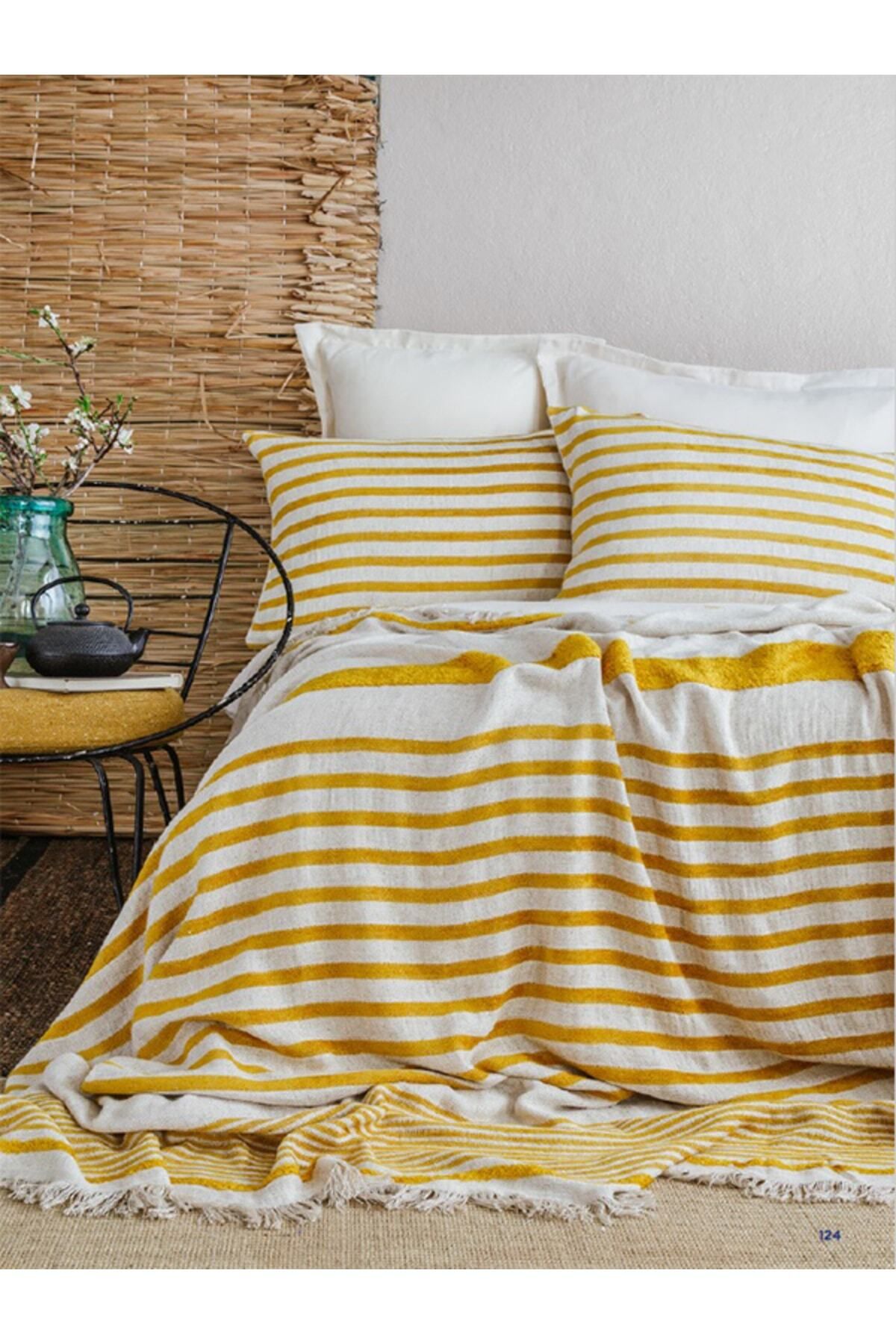 Apricitas HOME Çift Kişilik Yatak Örtüsü Set Brulee Safran