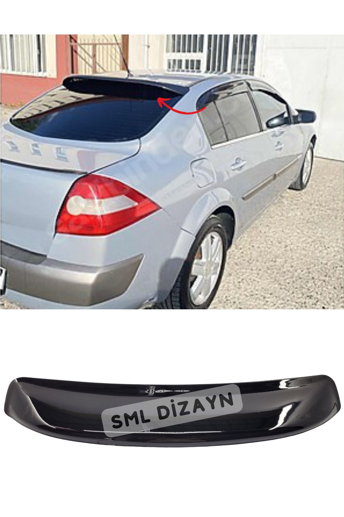 SML Dizayn Renault Megane 2 2002-2009 Cam Üstü Spoiler (Plastik) Piano Black Megane 2 Cam-Üstü Spoiler-Spoyler