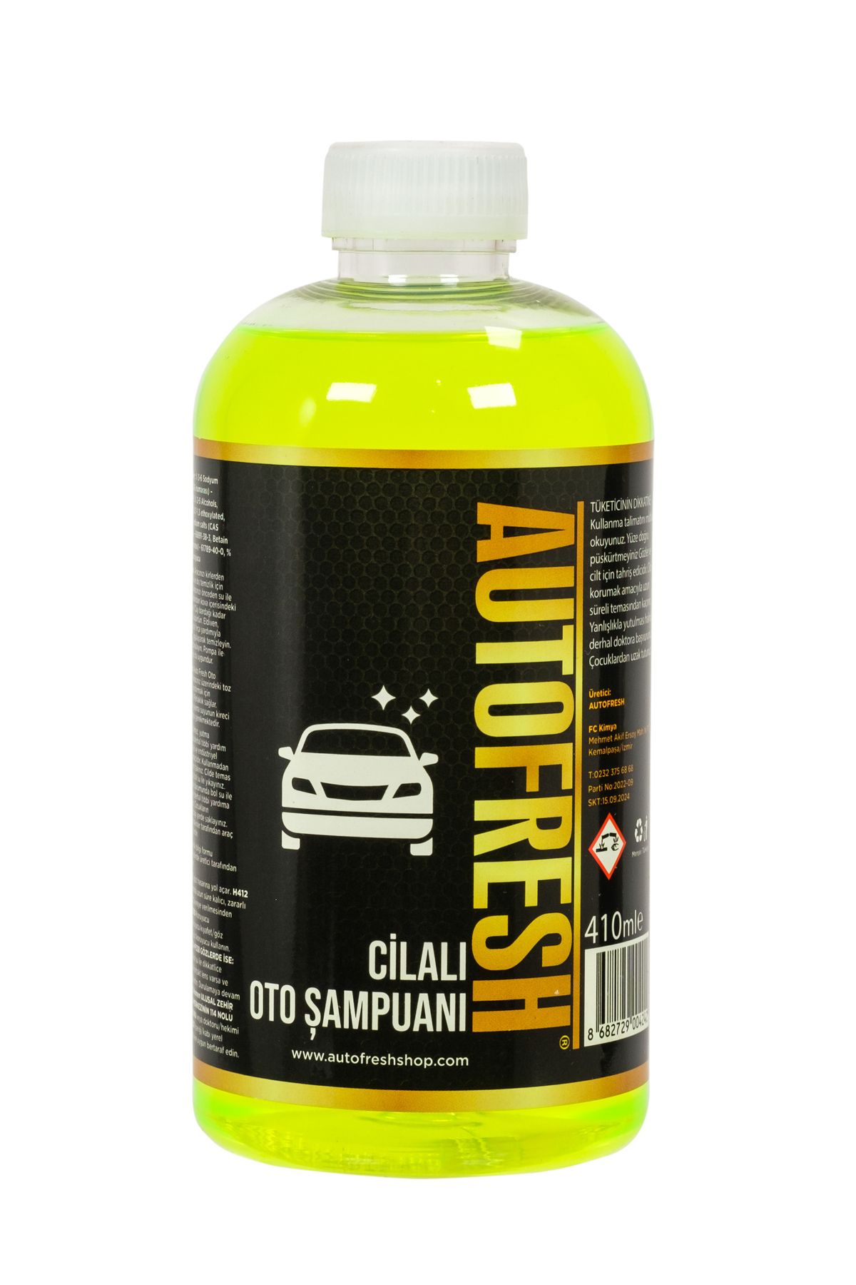 AutoFresh Araç Konsantre Cilalı Oto Araba Yıkama Şampuanı 410 ml Sünger Hediyeli
