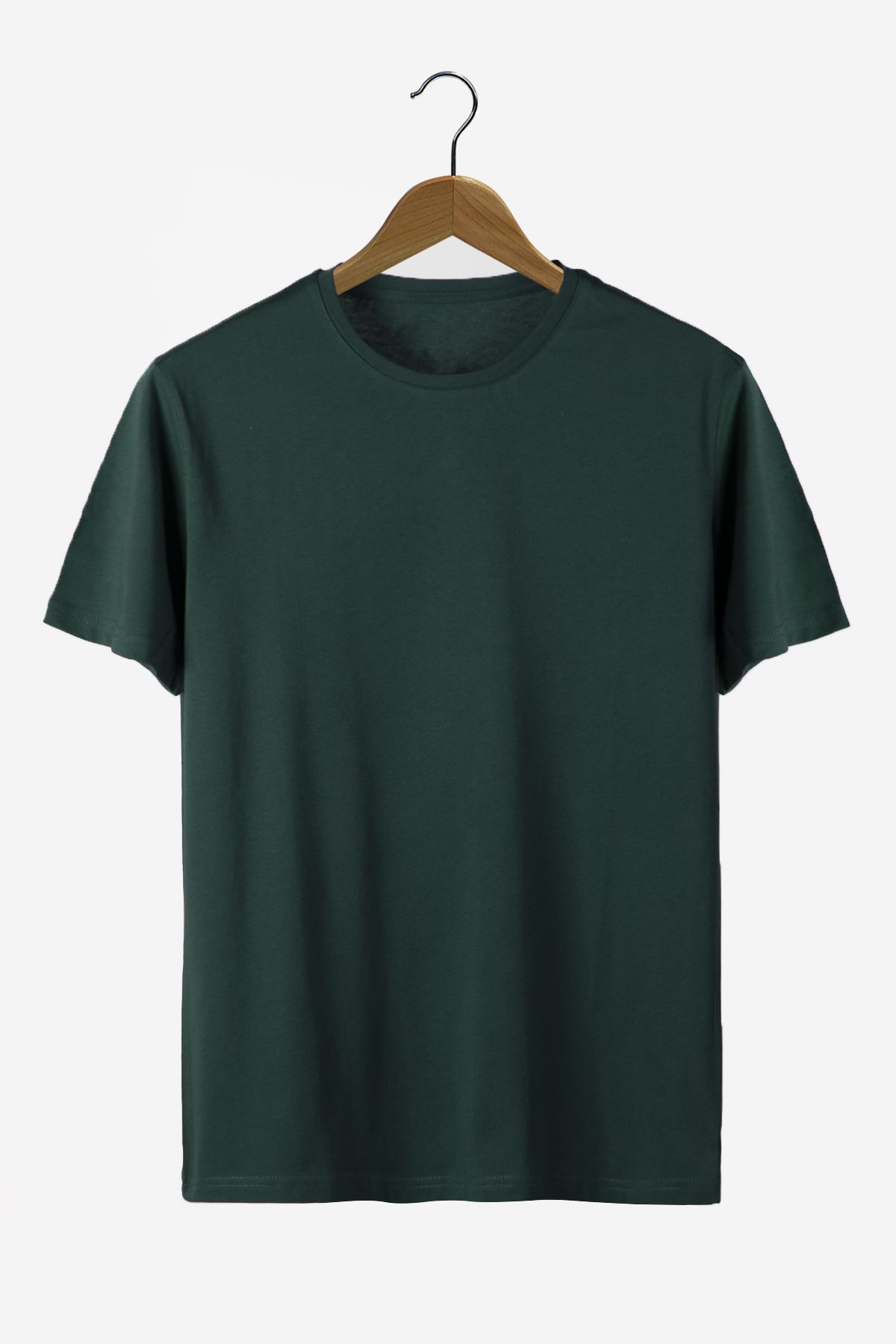 Terapi Men Kadın Zümrüt Yeşili Basic Bisiklet Yaka Oversize Pamuklu T-shirt