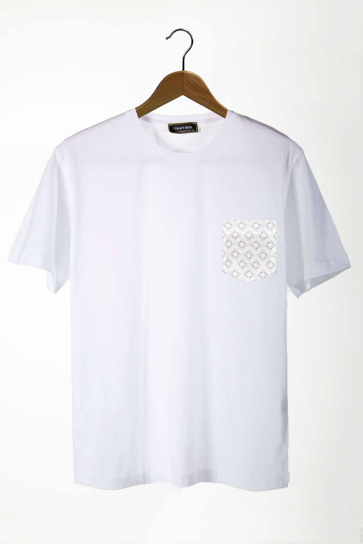 Terapi Men Unisex Bisiklet Yaka Beyaz Cepli Oversize T-Shirt
