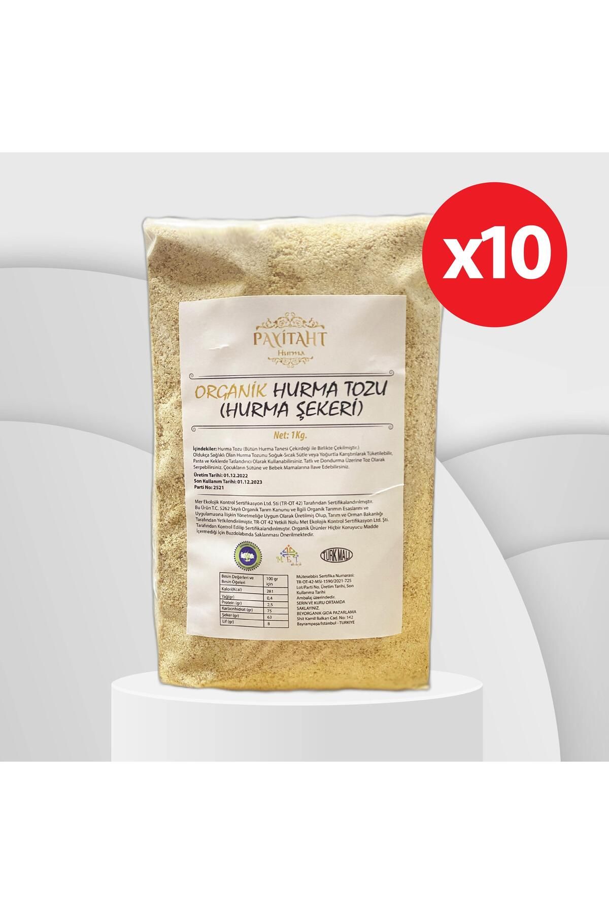 payitaht hurma Organik Hurma Tozu (şekeri) 1kg (sertifikalı) X10 Adet