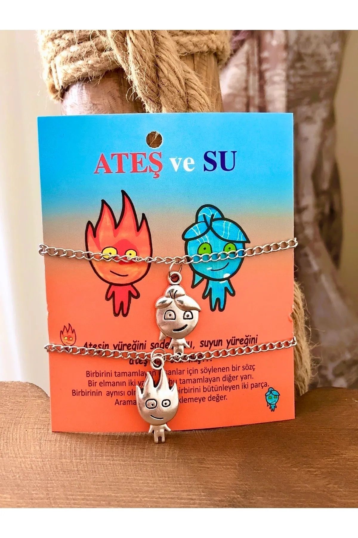 İYİ MODA Ateş Ve Su Bileklik Zincirli Sevgili Bilekliği Çift Arkadaş Bilekliği