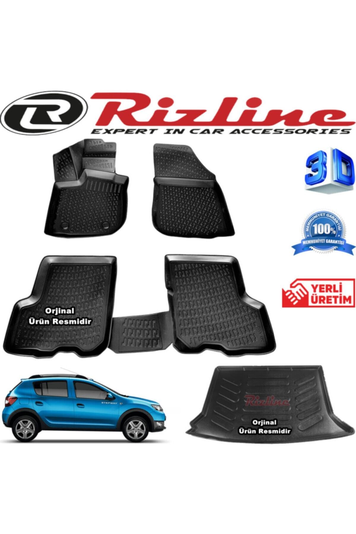 Rizline Dacia Sandero Stepway 3d Paspas+ 3d Bagaj Havuzu 2013-2020 Arası Siyah Set Uyumlu