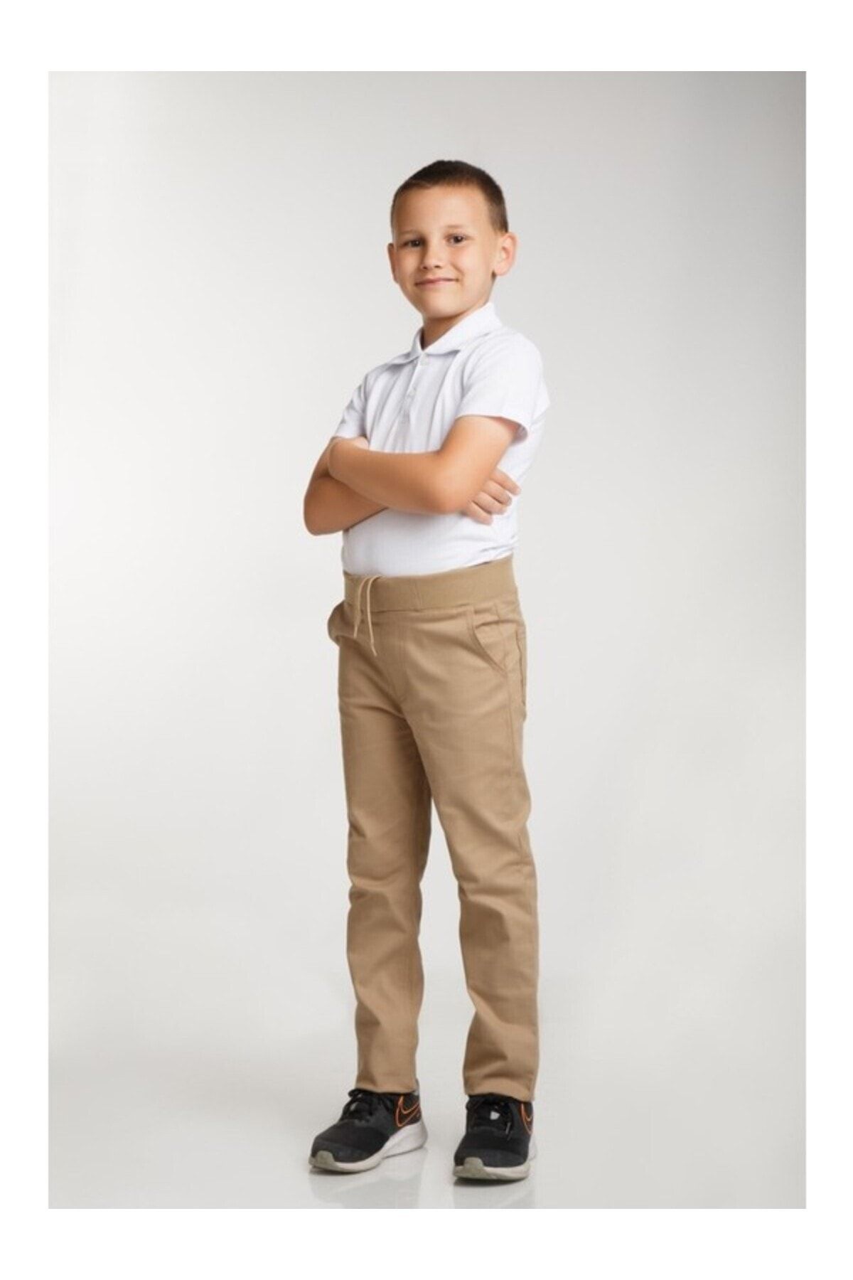 Nacar Beli Lastikli Erkek Çocuk Okul Pantolon