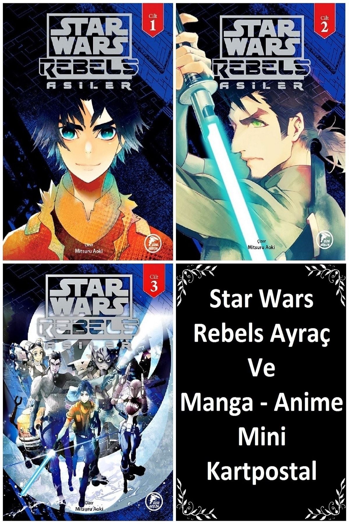 Çizgi Düşler Yayınevi Star Wars Rebels Asiler 1-2-3 Ciltler Manga | Star Wars Rebels Ayraç Ve Manga Anime Mini Kartpostal