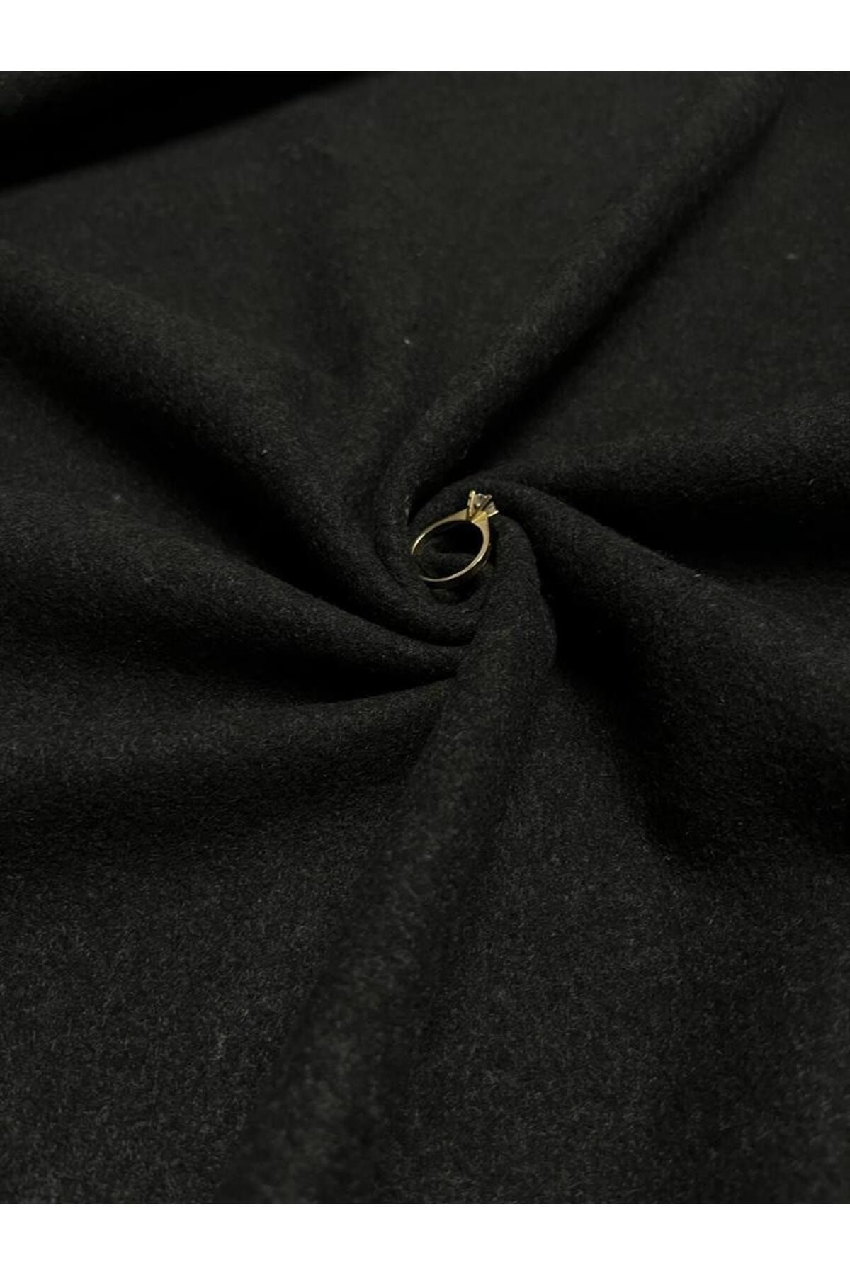 Kumaş sever Siyah Renk Yün Kaşe Kumaş Kaban Mont Yelek Etek Giyim Kumaş