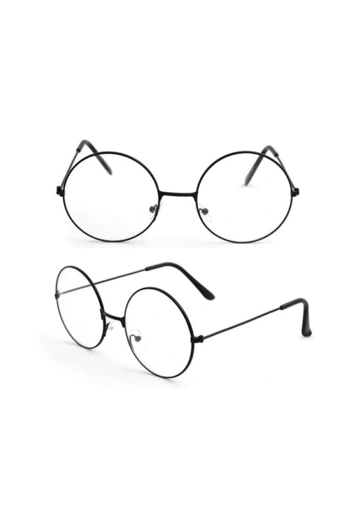 ALSANALDAN Unisex Siyah Harry Potter Anti Mavi Işınlı Retro Metal Çerçeve Şeffaf Lens Gözlük
