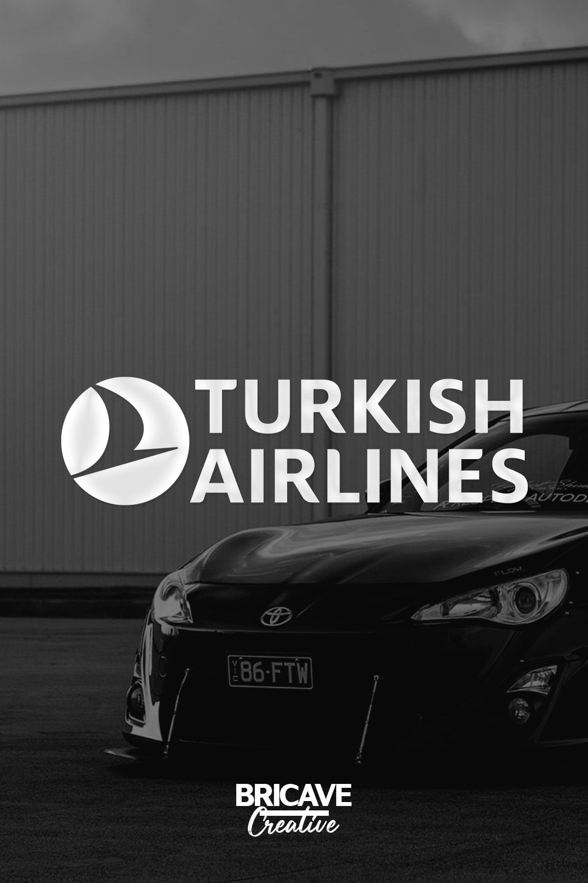 Bricave Türk Havayolları Sponsor Marka Araba-Motosiklet Cam Etiket Sticker 28x8cm