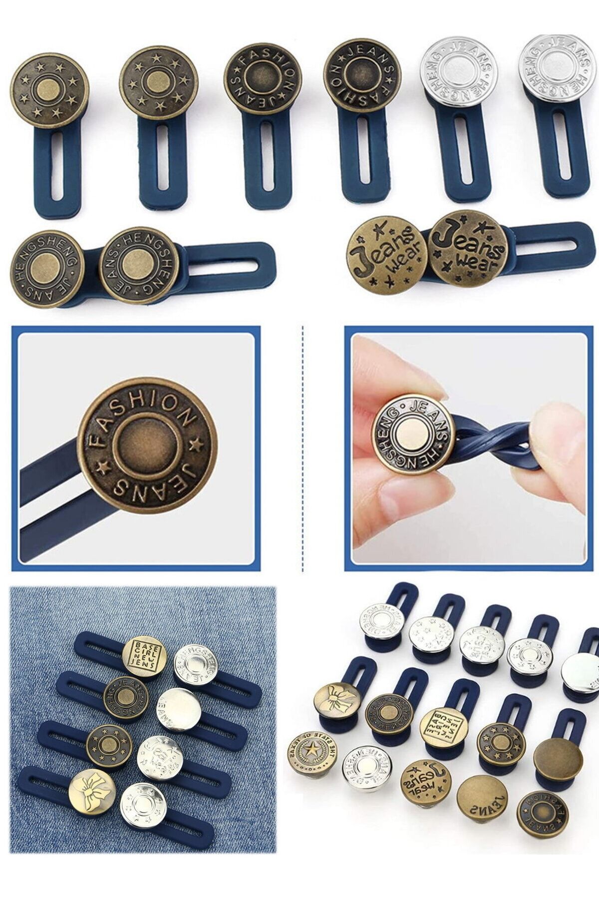 Utelips 10 Adet Metal Geri Çekilebilir Toka Düğmeleri Giyim Kot Pantolon Ayarlanabilir Bel Çizgisi Artışı