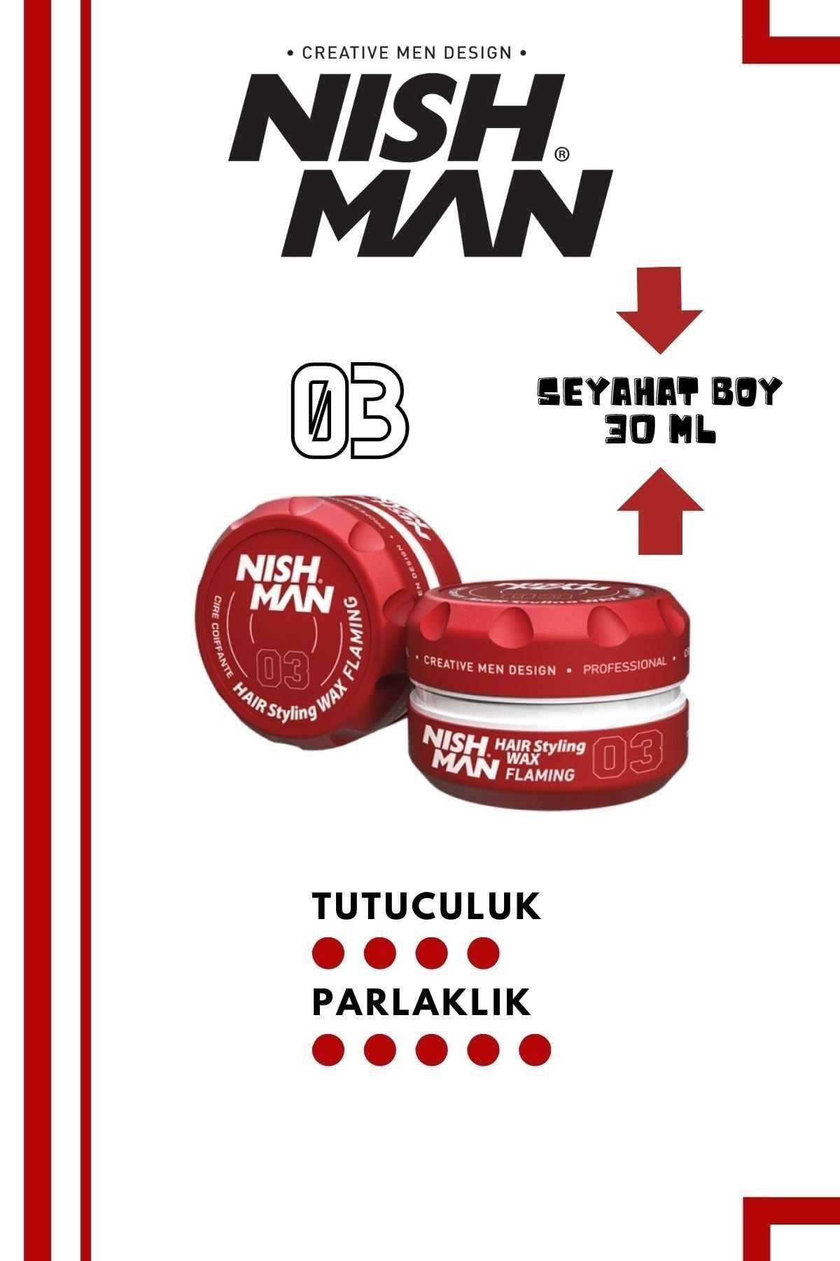 NISHMAN 03 Seyahat Boy 30 ML Saç Şekillendirici Sert Parlak Wax