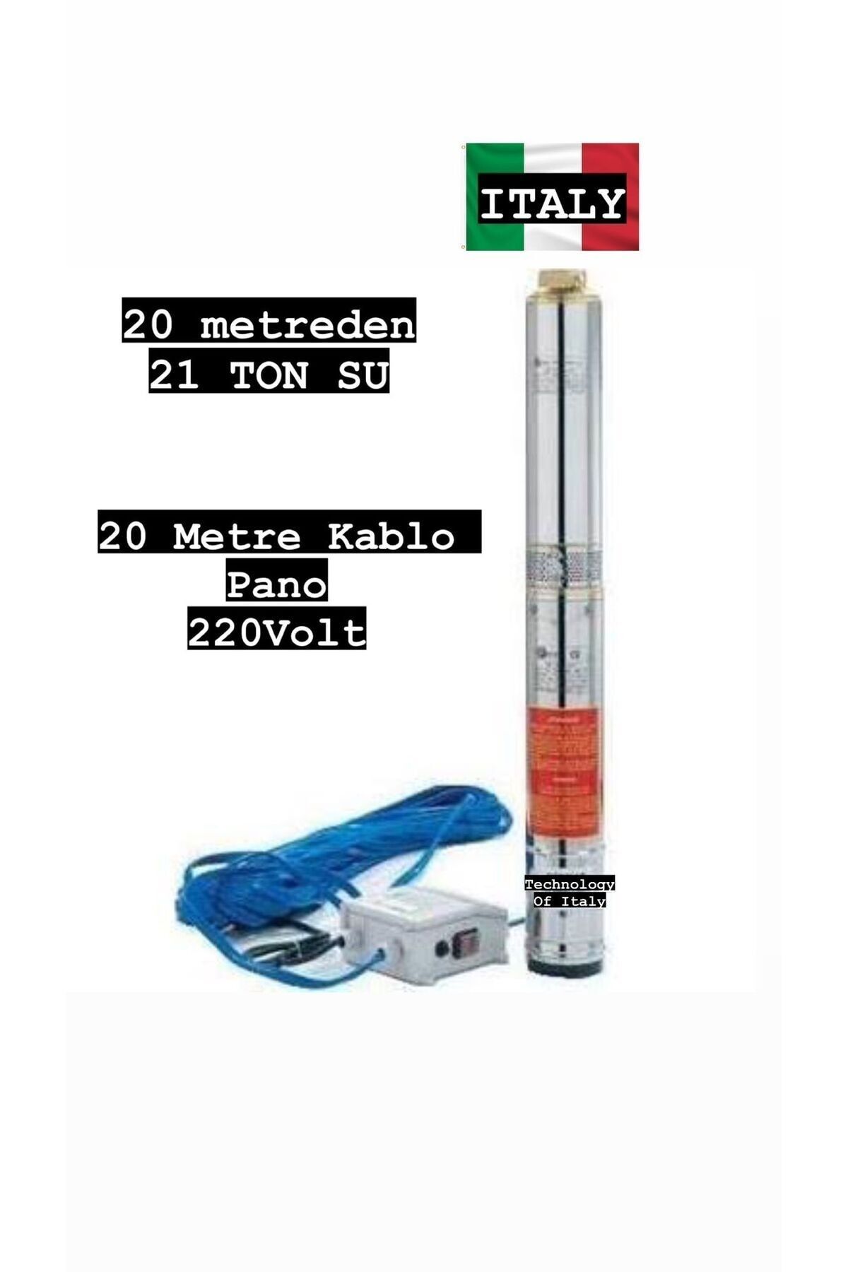 Uğur Italyan Teknoloji 3 Hp 9 Kademe Dalgıç Pompa 20 Mt Kablo Ve Panolu 220v (21 TON)