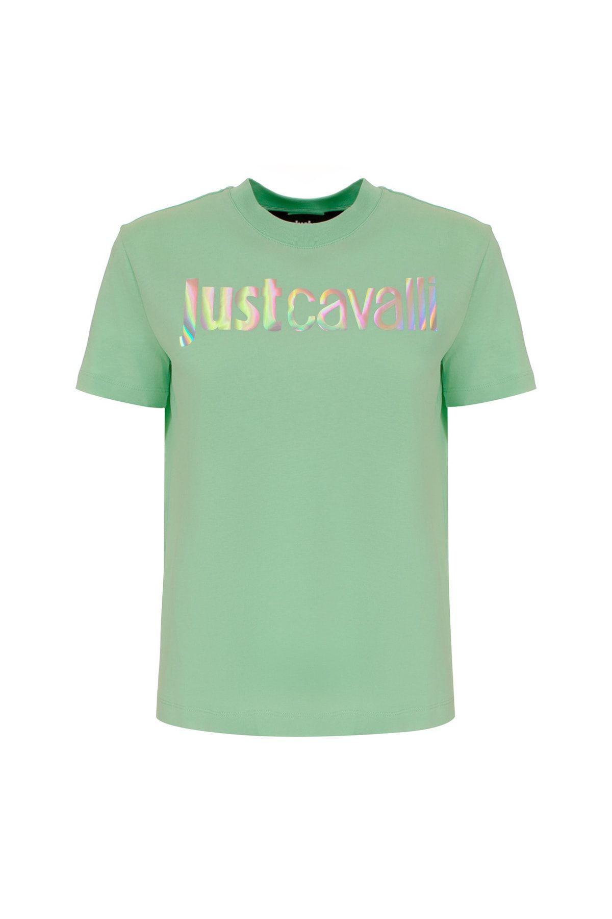 Just Cavalli Bisiklet Yaka Baskılı Beyaz Kadın T-Shirt 74PBHG00