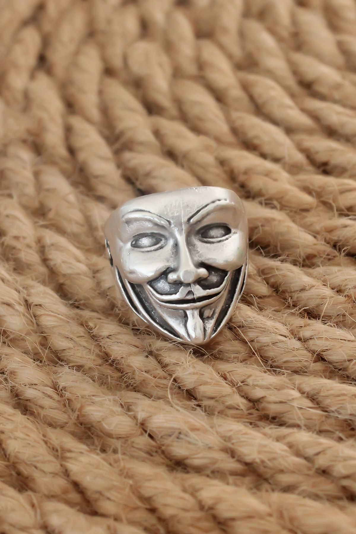 Genel Markalar Antik Gümüş Renk Vendetta Ayarlanabilir Erkek Yüzük