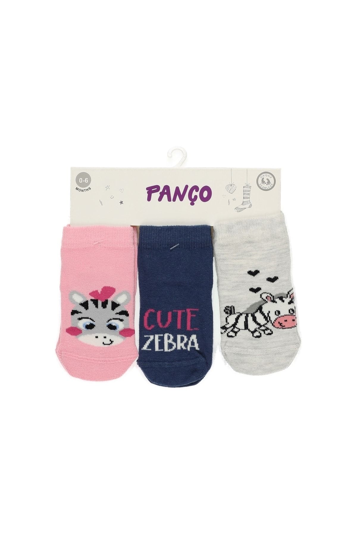 Panço Kız Bebek Zebra Desenli Üçlü Soket Çorap