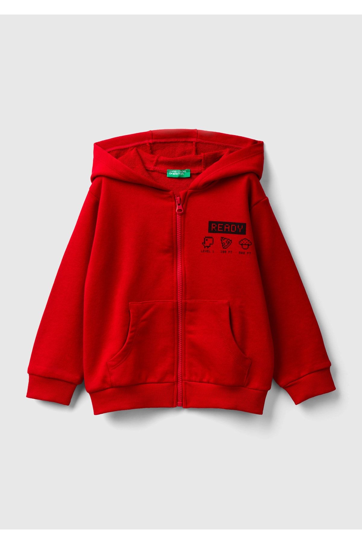 United Colors of Benetton Erkek Çocuk 0V3 Grafik Baskılı Sweatshirt Koyu Kırmızı