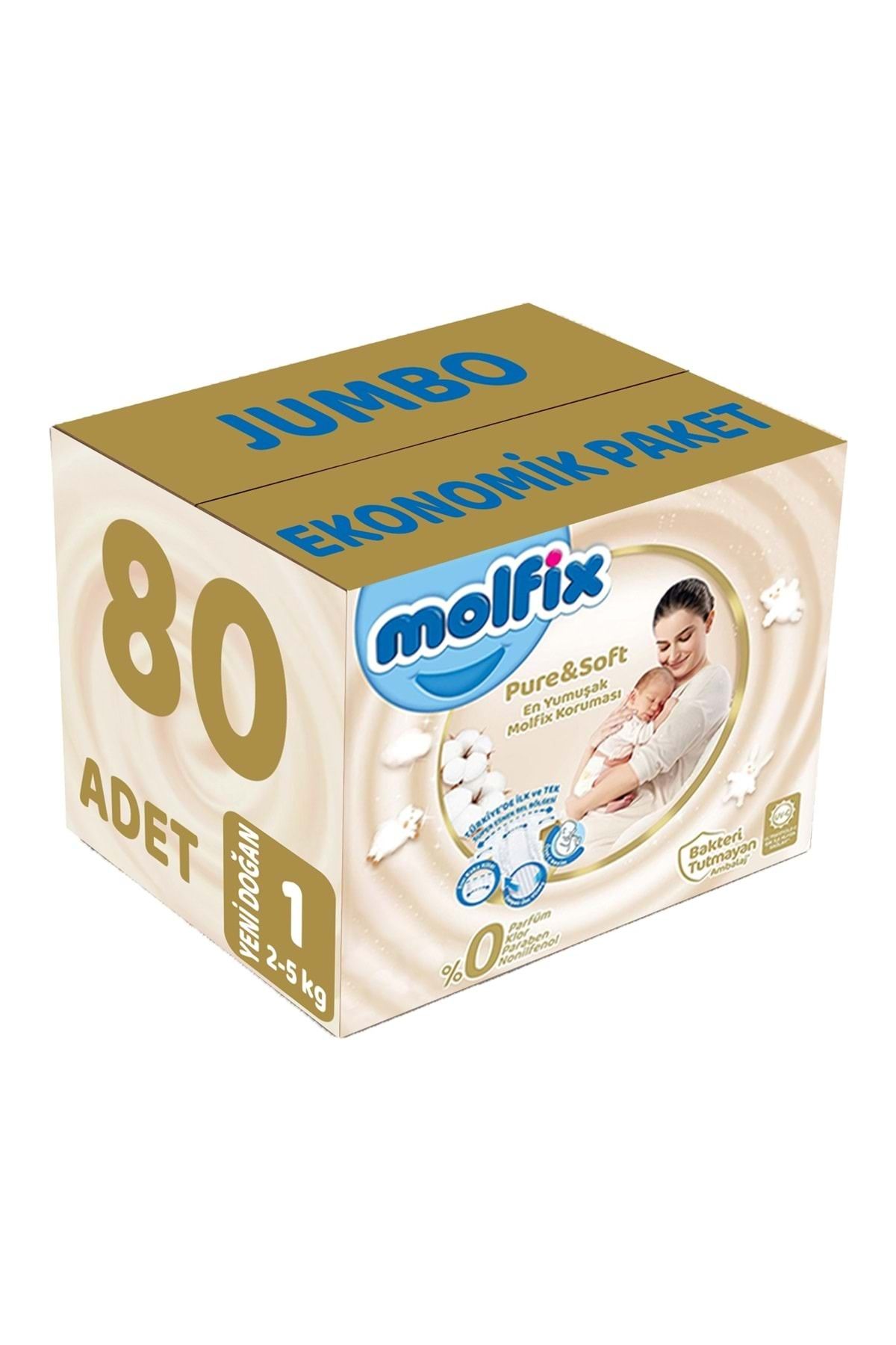 Molfix Pure&Soft Bebek Bezi Beden:1 (2-5Kg) Yeni Doğan 80 Adet Jumbo Ekonomik Pk