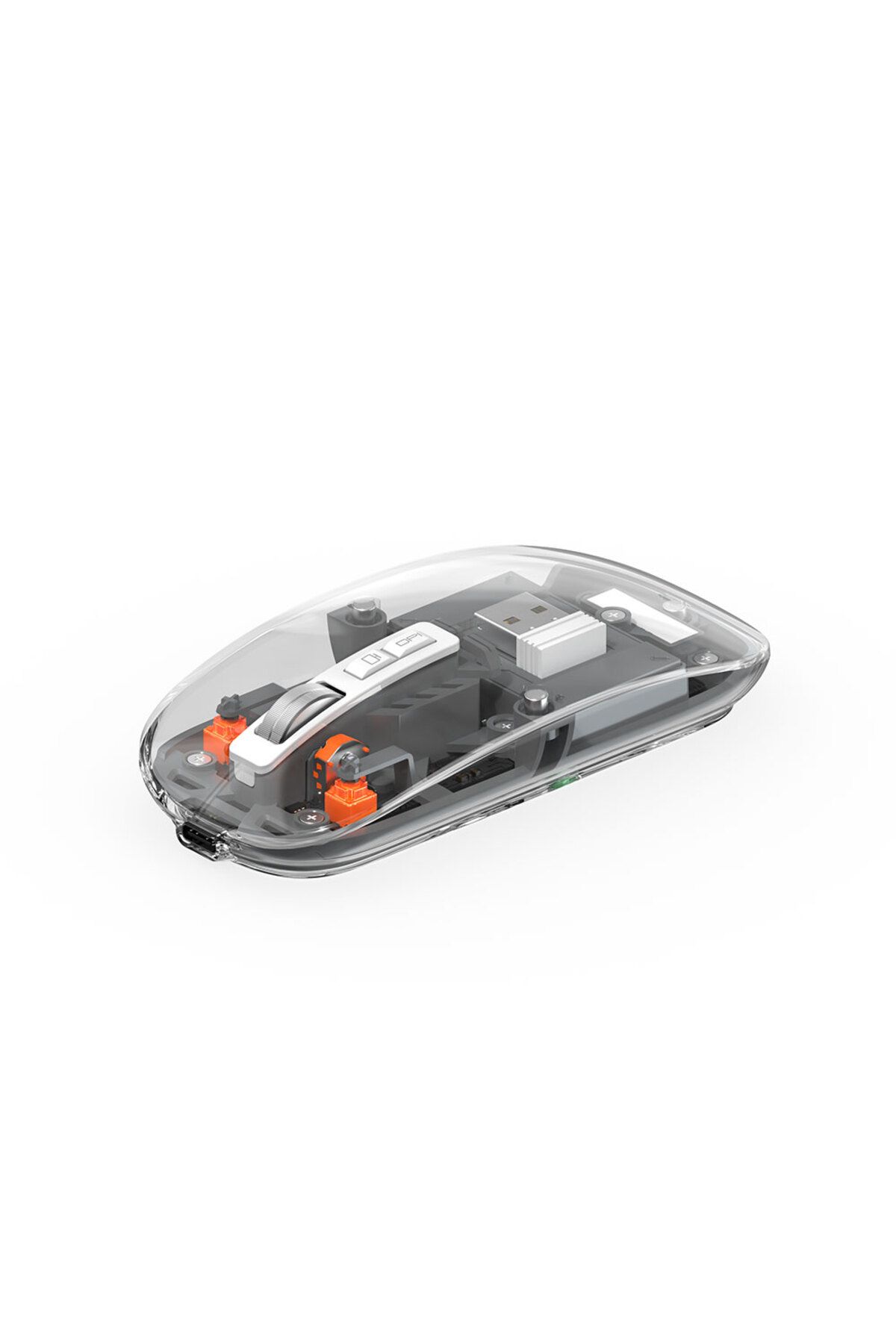 WIWU Bluetooth Kablosuz Mouse Wiwu WM105 Crystal RGB Led Işıklandırmalı Şeffaf Tasarım 2400 Dpi Gri