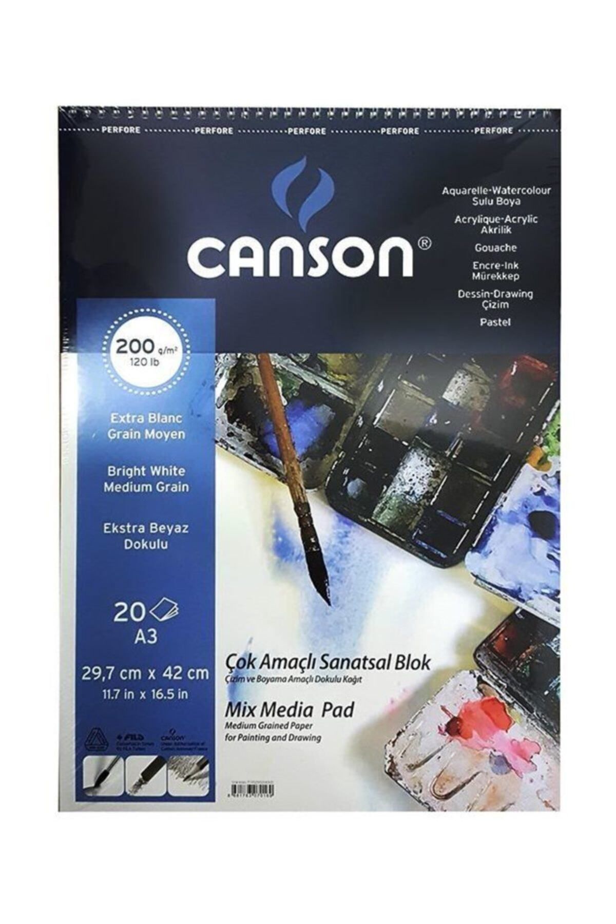 Canson Mix Media Spiralli Çizim Defteri 200g A3 20 Yaprak