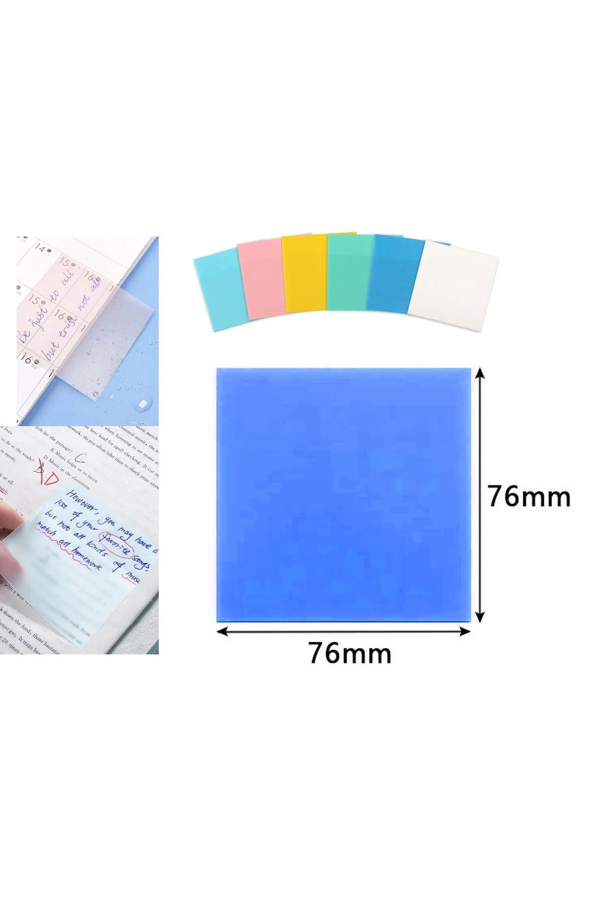 Limmy Şeffaf posit yapışkanlı not kağıdı pos it -Mavi