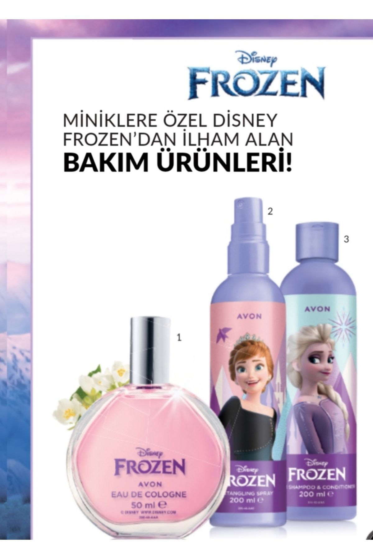 Avon Frozen Edc 50 ml+Saç Açıcı Sprey 200 ml+Şampuan ve Saç kremi 200 ml