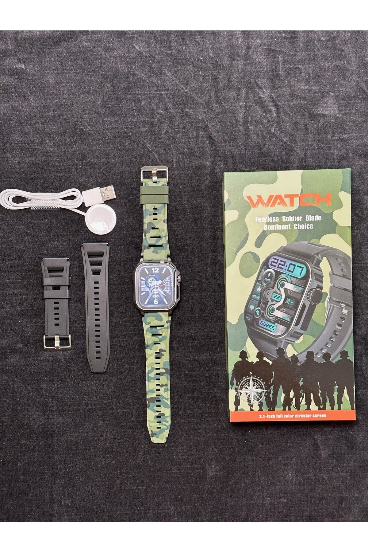 Wearfitpro Watch Amoled Ekran Akıllı Saat Askeri Kamufulaj Desenli 41mm Tasarım Ödüllü Saat Tw11 Model