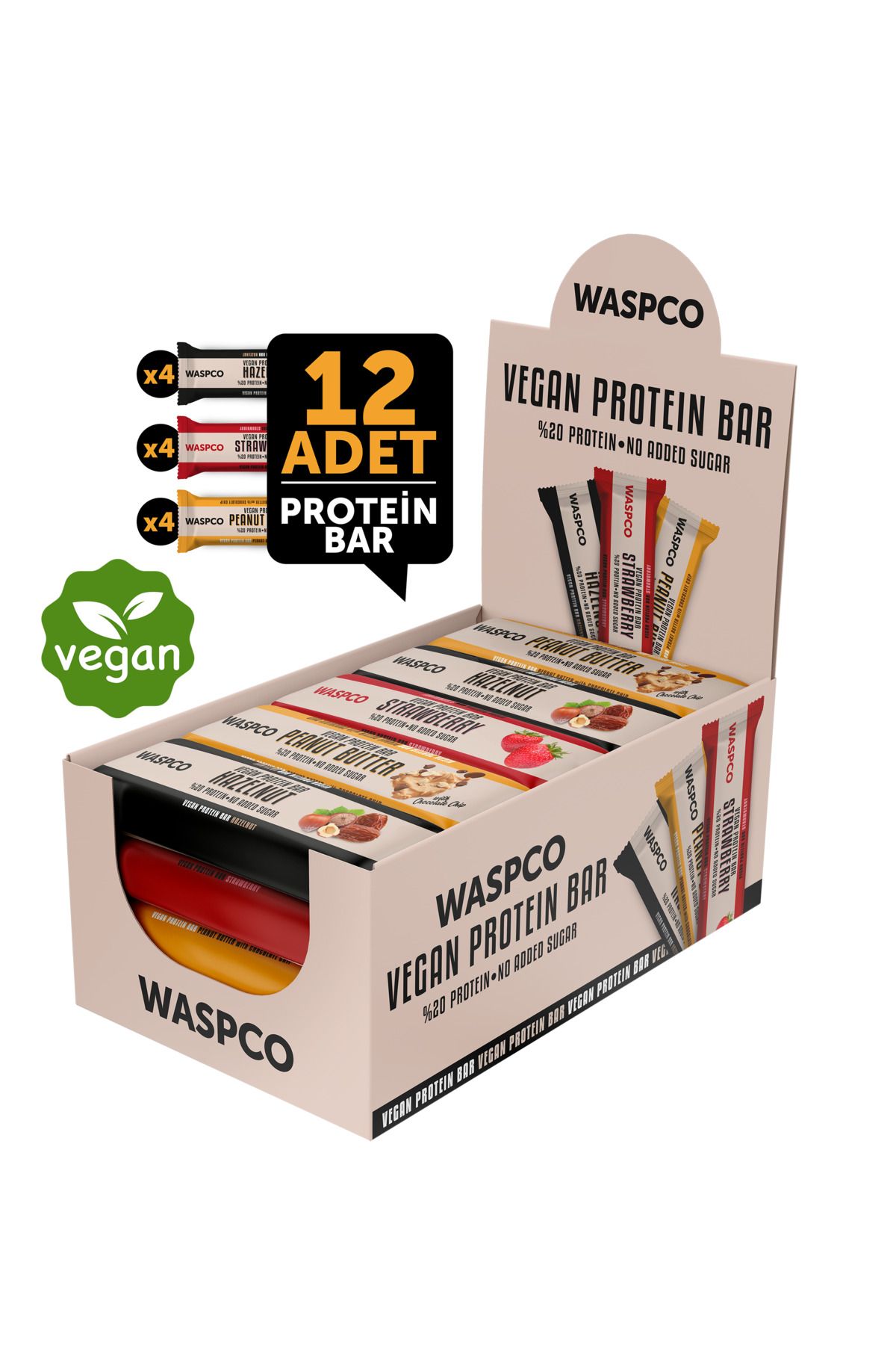 Waspco Vegan Protein Bar Karma Kutu 40g x 12 Adet