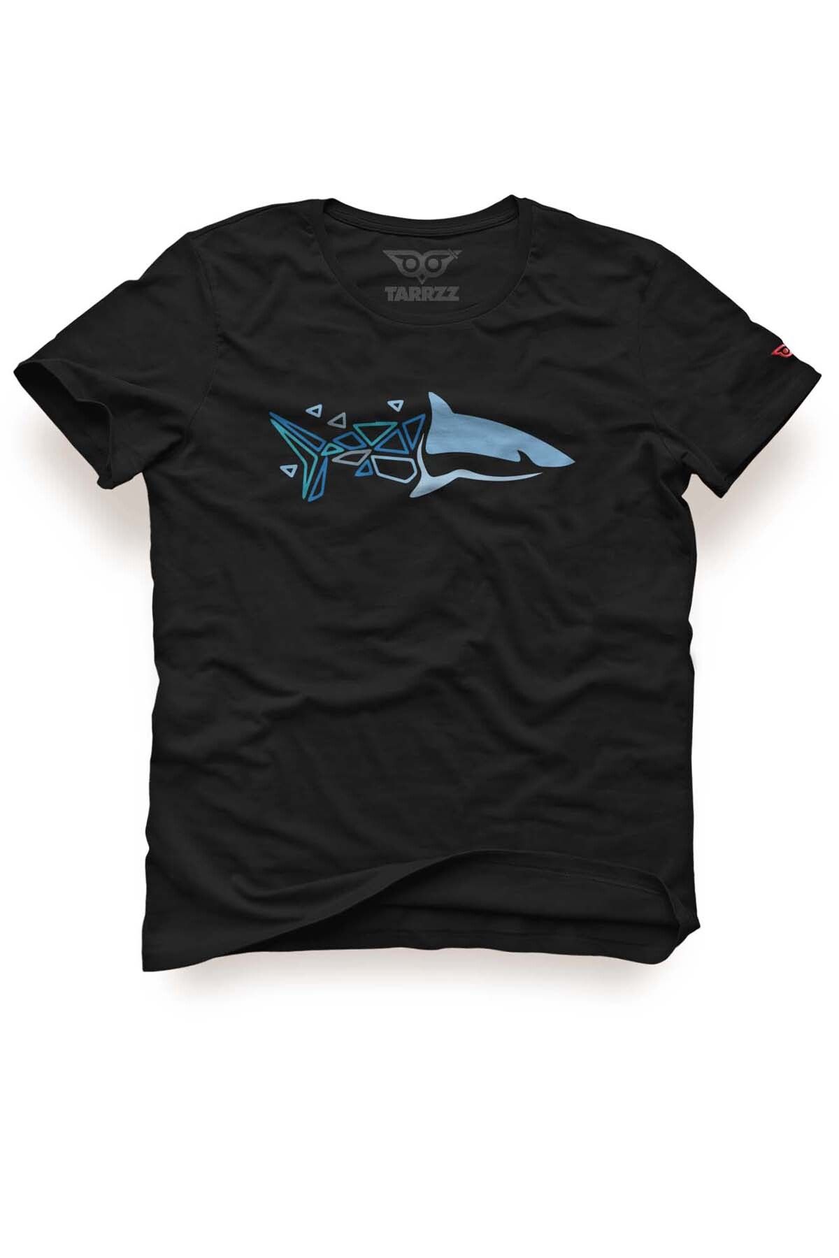 Tarrzzcom Piksel Köpekbalığı Baskılı Tasarım Tişört