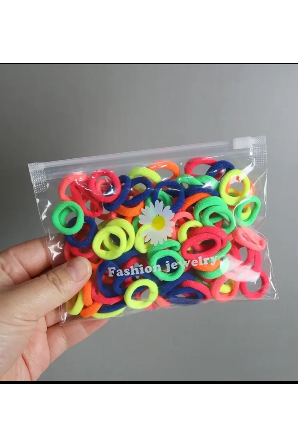 NEW HİLL 100 Adet Şeffaf Çantalı Renkli Küçük Lastik Toka