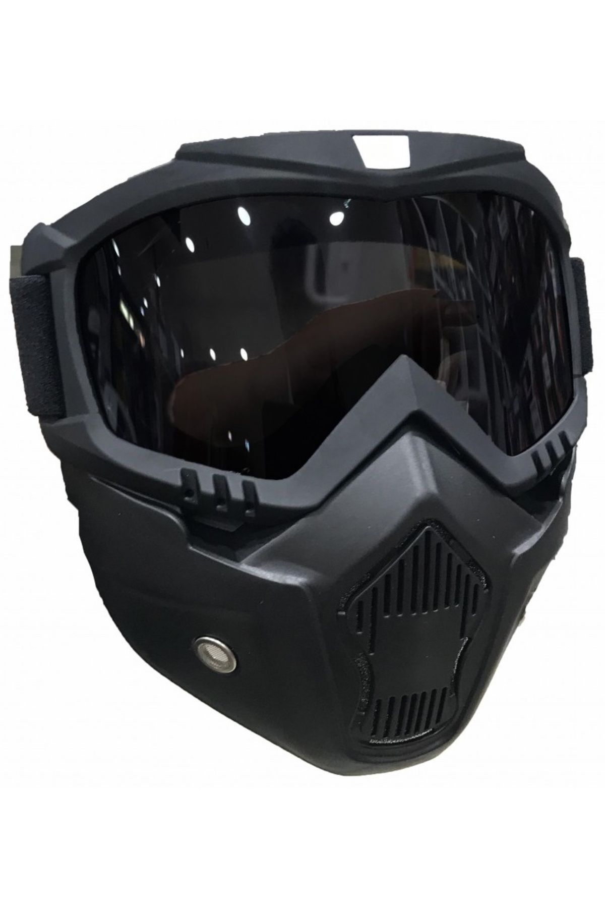 AnkaShop Cross Motosiklet Bisiklet Gözlüğü Açık Kask Maskesi Süngerli Bant Lastikli Jet Maske Siyah Cam