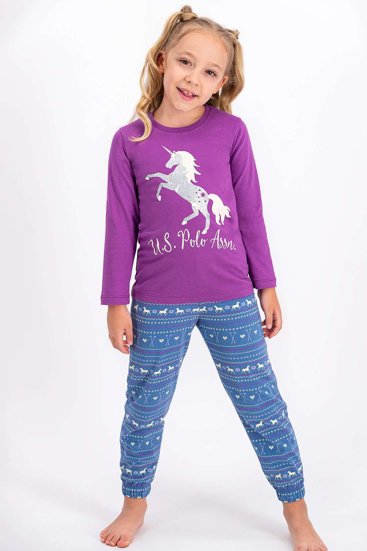 U.S. Polo Assn. U.S. Polo Assn Lisanslı Menekşe Kız Çocuk Pijama Takımı