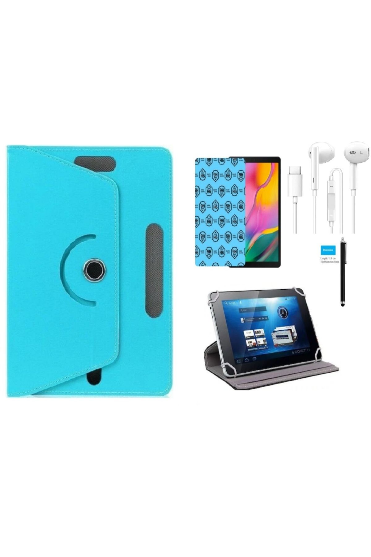 Mobilite Casper Via S40 10.4" Uyumlu Tablet Kılıf 4 lü Set Kılıf+Ekran Koruma+Kalem+Kulaklık