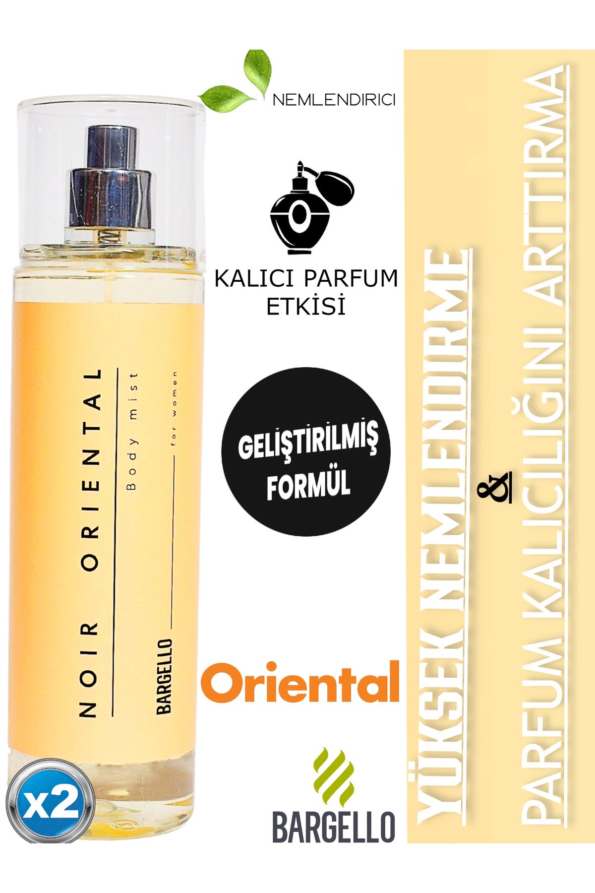 Bargello (2ADET) Yüksek Nemlendirici & Parfüm Kalıcılığı Arttırıcı Kadın Vücut Spreyi Oriental 200ml