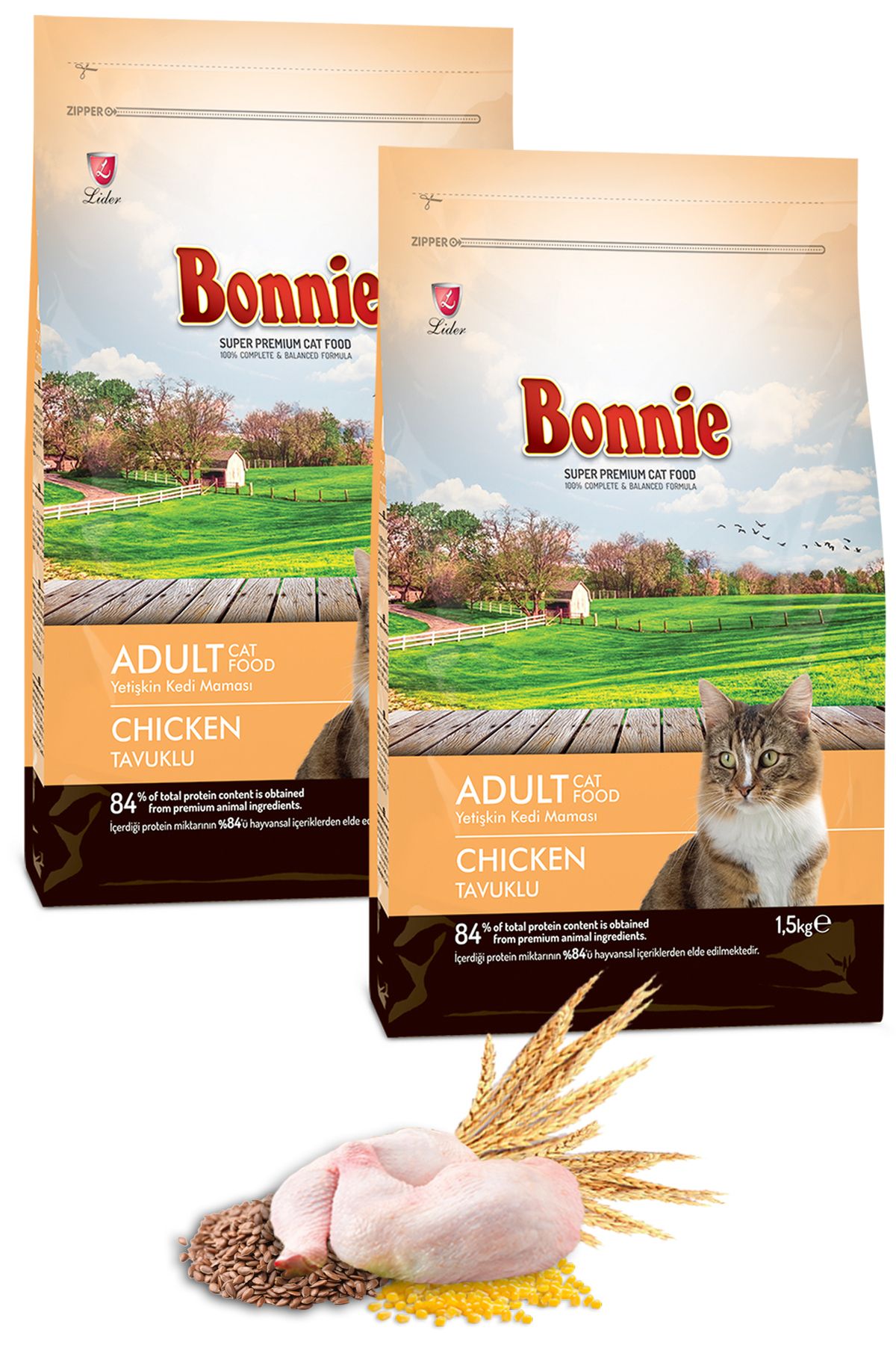 Bonnie Tavuklu Yetişkin Kedi Maması 1,5 Kg X 2