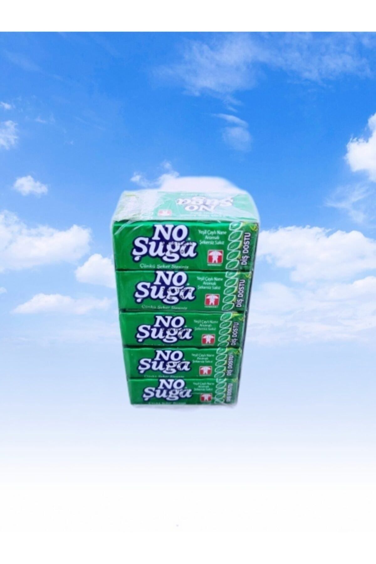NO ŞUGA 20 Adet 5 Li Yeşil Çaylı Nane Aromalı Şekersiz Sakız