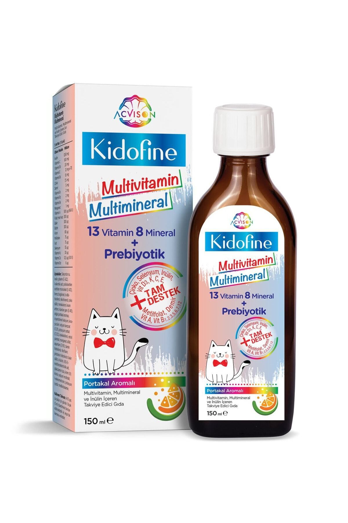 Acvison Kidofine Multivitamin Çocuklara Için 13 Vitamin 8 Mineral