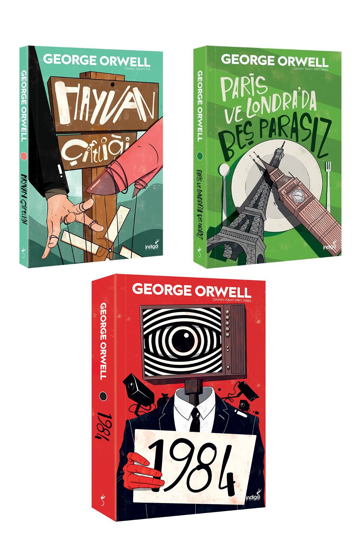 Hunga George Orwell - Hayvan Çiftliği - Paris Ve Londra’da Beş Parasız - 1984 - 3 Kitap Seti - Roman