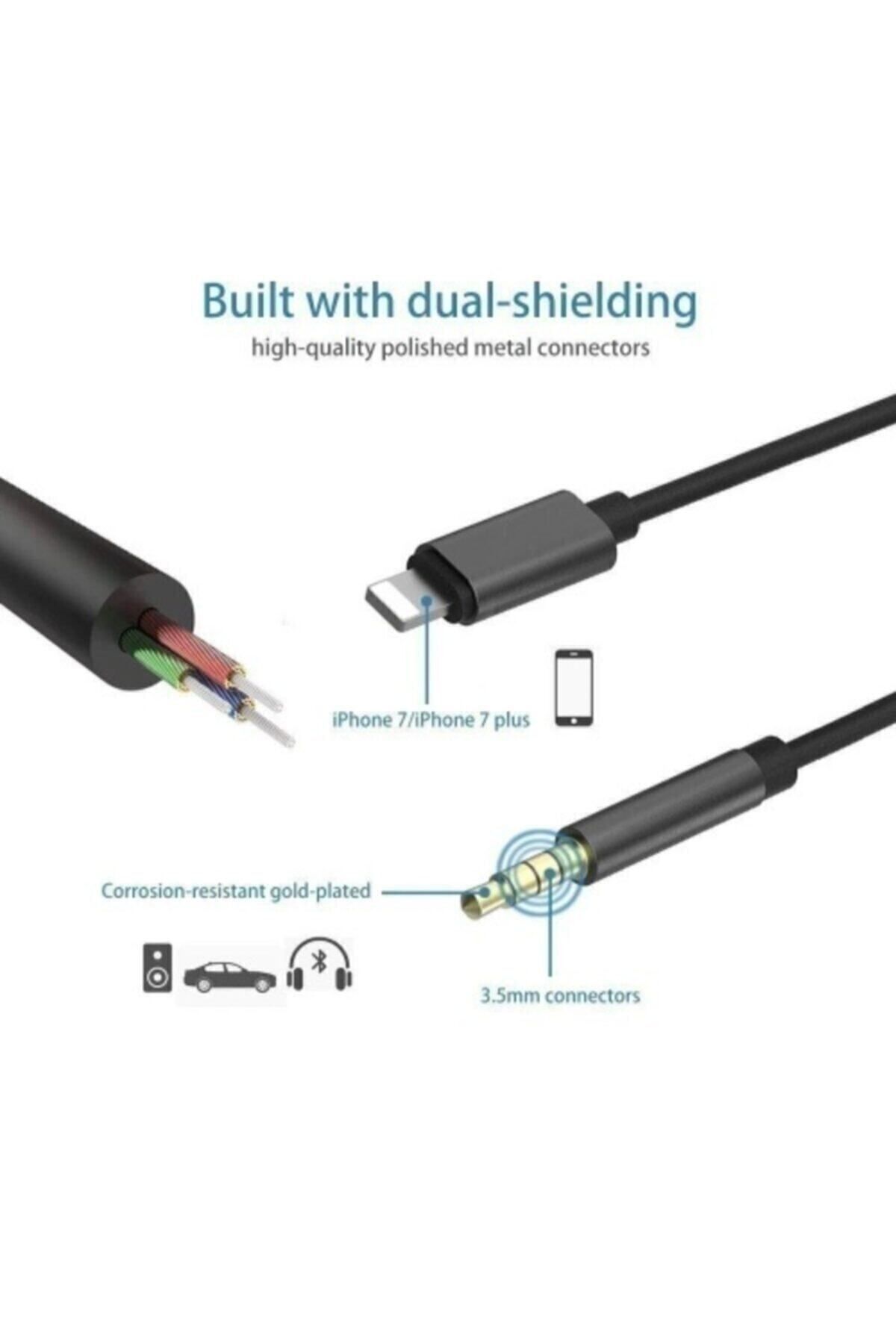 Genel Markalar Lightning To Aux Kulaklık Çevirici 3.5 Mm Jack Girişli Iphone 3.5mm Araç Aux Dönüştürücü Ses Kablosu