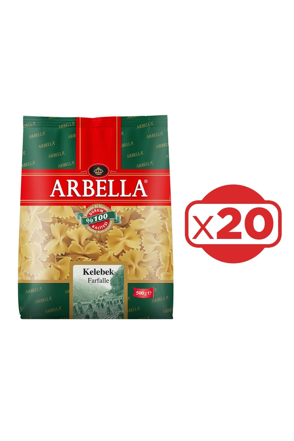 Arbella Kelebek Makarna 500 gr x 20 Adet