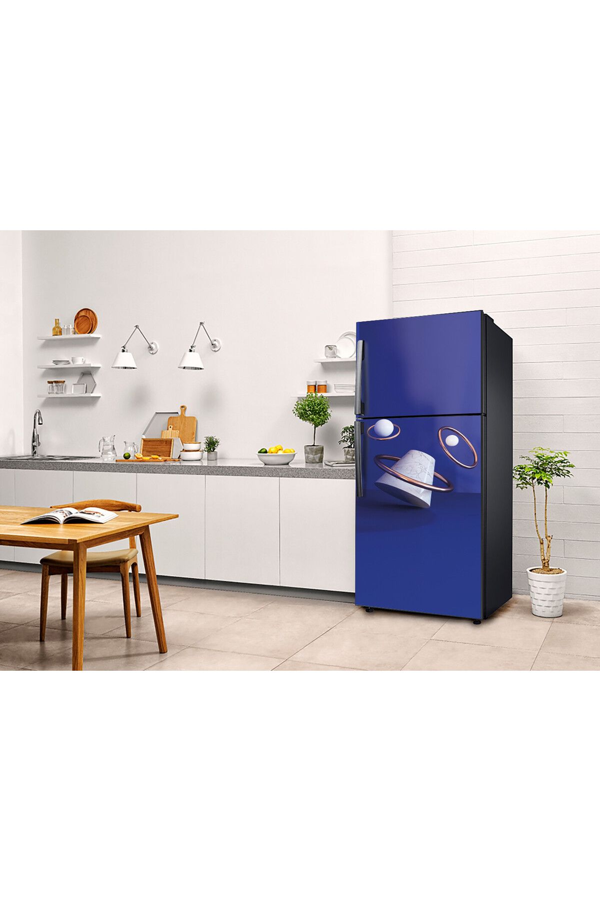 çizmeli Buzdolabı Kaplama Sticker & Beyaz Eşya Yapışkanlı Folyo Kaplama Sticker (75X200CM)